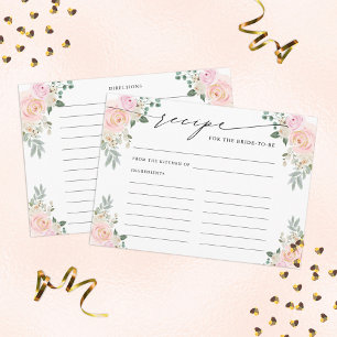 Carte D'accompagnement Recette pour la mariée d'être Champagne Floral