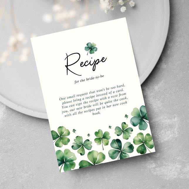Carte D'accompagnement Recette pour la mariée St. Patrick's Day Fête des  (Créateur téléchargé)