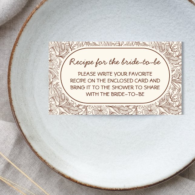 Carte D'accompagnement Recipe For Bride Floral Brown Handwritten (Recipe For Bride Floral Brown Handwritten Enclosure Card)