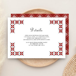Carte D'accompagnement Red and Black Ukrainian Embroidery Wedding Details