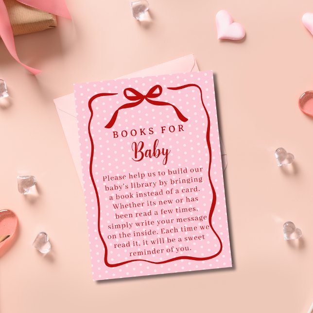 Carte D'accompagnement Red and Pink Valentines Books For Baby Shower (Créateur téléchargé)