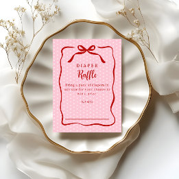Carte D'accompagnement Red and Pink Valentines Diaper Raffle Baby Shower