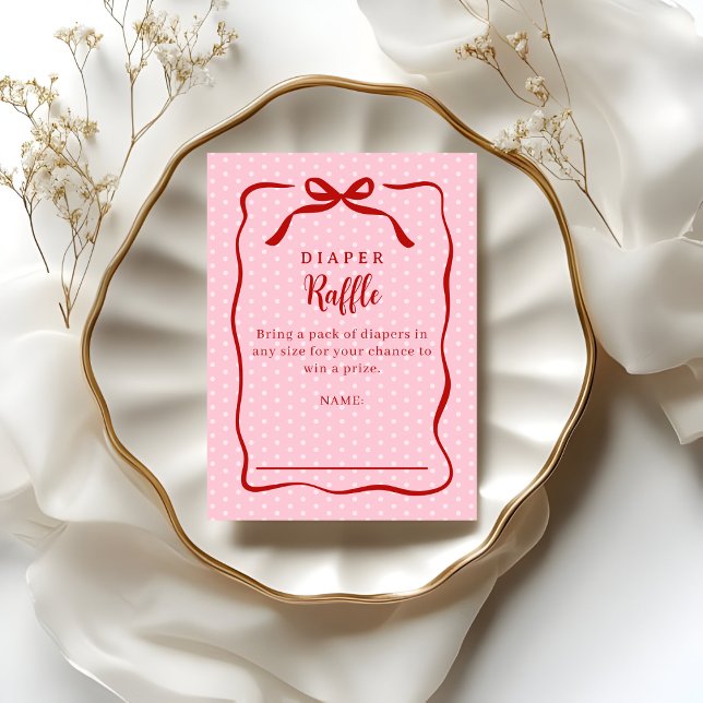 Carte D'accompagnement Red and Pink Valentines Diaper Raffle Baby Shower (Créateur téléchargé)