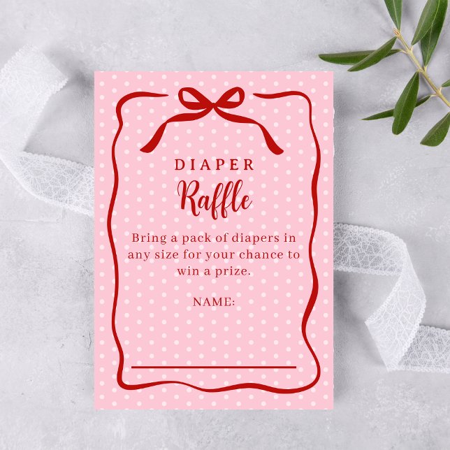Carte D'accompagnement Red and Pink Valentines Diaper Raffle Baby Shower (Créateur téléchargé)