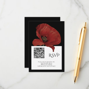 Carte D'accompagnement Red Black moderne RSVP avec Mariage de code QR