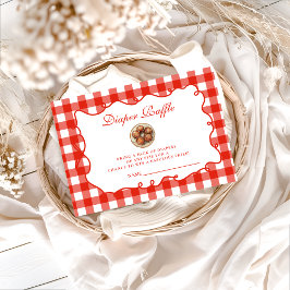 Carte D'accompagnement Red Gingham Meatball Diapper Raffle