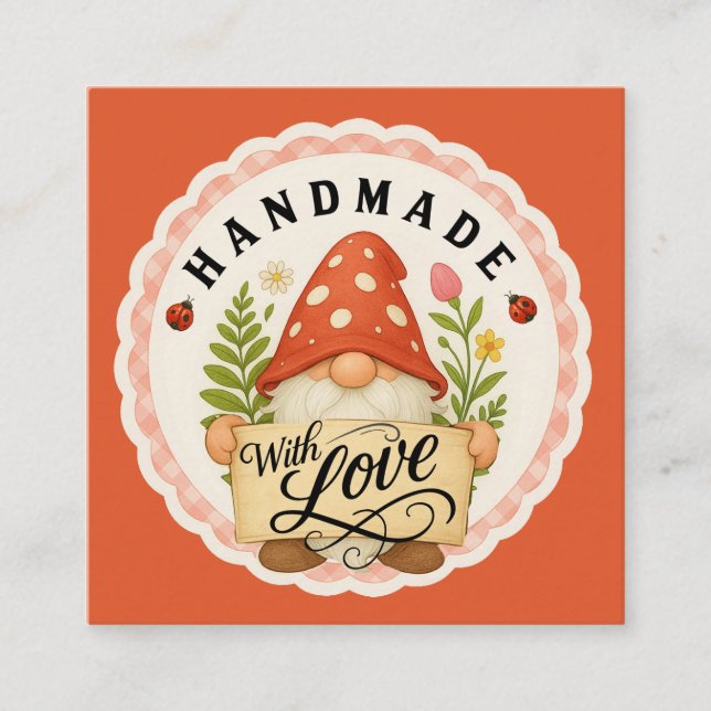 Carte D'accompagnement Red Gnome Handmade With Love Small Business  (Devant)