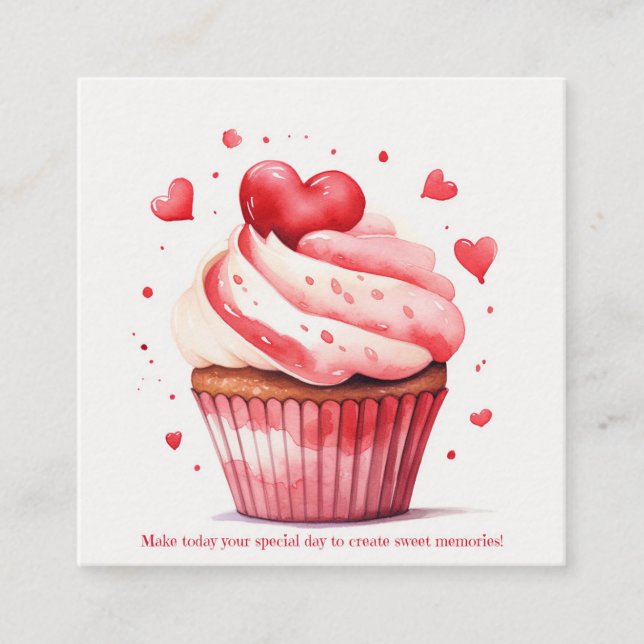 Carte D'accompagnement Red Hearts Sweet Cupcake Valentine's Day Card (Devant)