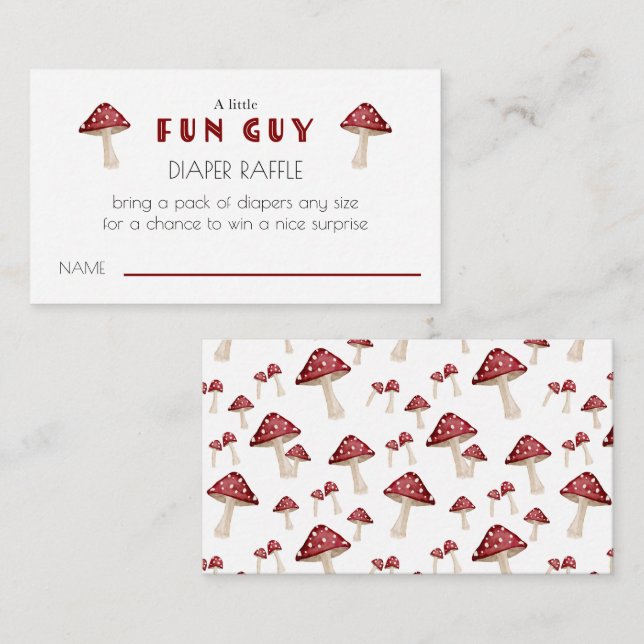 Carte D'accompagnement Red Mushroom Fun Guy Baby shower Déchets Raffin (Devant / Derrière)