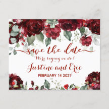 Red Peony Epiphany Wedding Enregistrer La Date Car