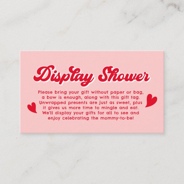 Carte D'accompagnement Red Pink Valentines Baby Shower Display Shower (Devant)