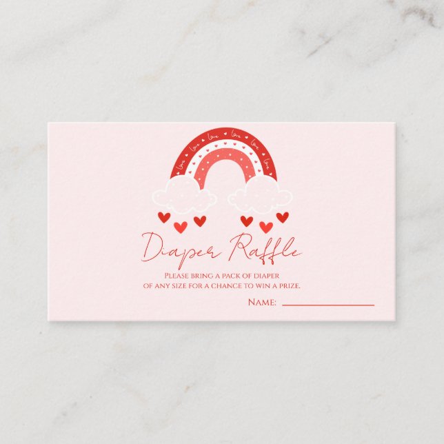 Carte D'accompagnement Red Rainbow baby shower Diaper Raffle (Devant)
