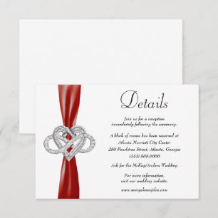 Carte D'accompagnement Red Ribbon Infinity Heart Détails du Mariage