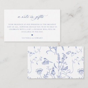 Carte D'accompagnement Regency Blue Floral A Note Sur Les Cadeaux Mariage