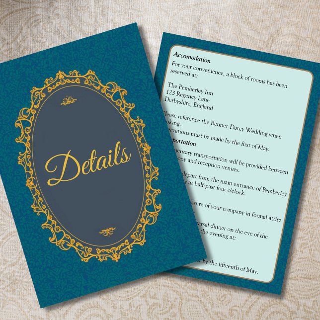 Carte D'accompagnement Regency Style Détails du Mariage Regencycore (Créateur téléchargé)