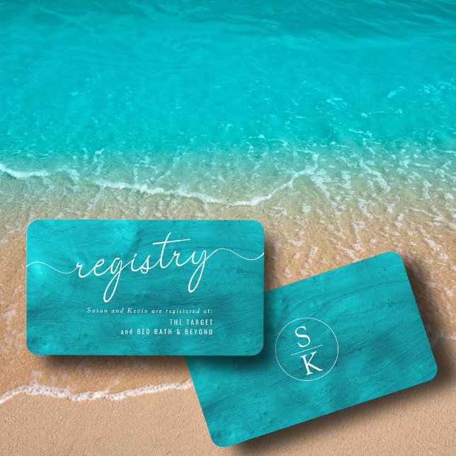 Carte D'accompagnement Registre Cadeau Aqua Turquoise & Wedding shower Tu (Créateur téléchargé)