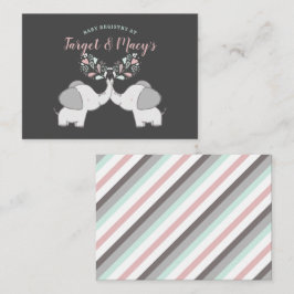 Carte D'accompagnement Registre cadeau Baby shower d'éléphant rose et gri