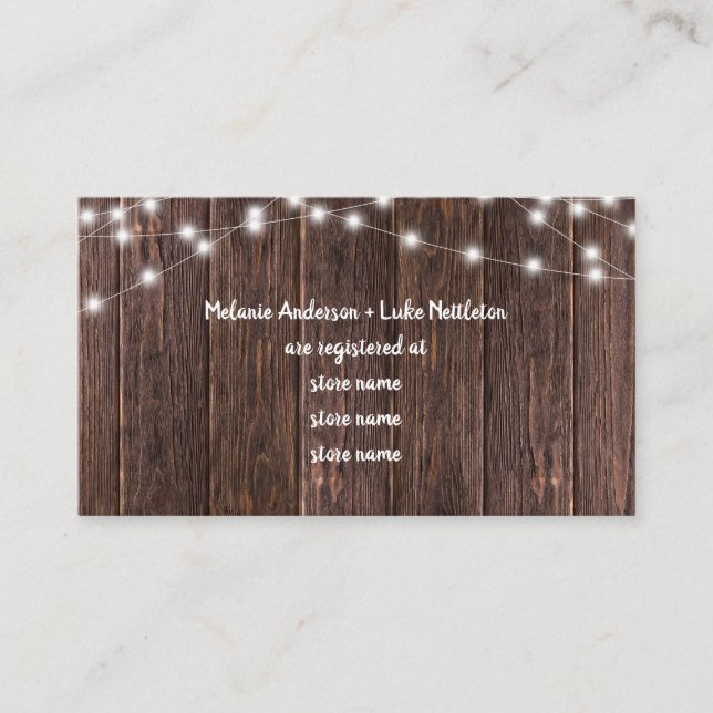 Carte D'accompagnement Registre cadeau de douche nuptiale en bois foncé e (Devant)