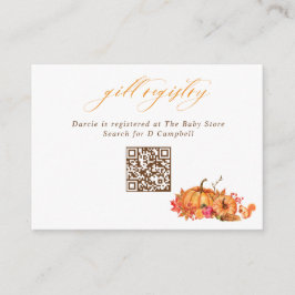 Carte D'accompagnement Registre cadeau d'écureuil et de Feuilles citrouil