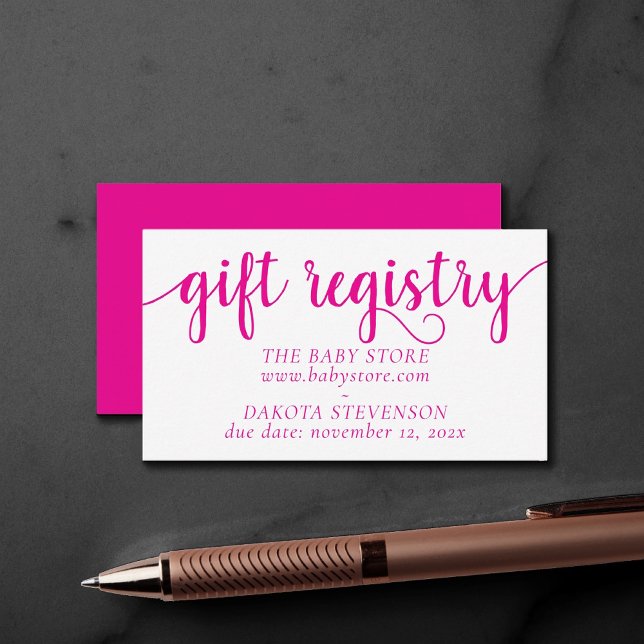Carte D'accompagnement Registre cadeau Hot Pink simple | Magenta Tout évé (Créateur téléchargé)