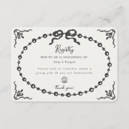 Carte D'accompagnement Registre Cadeau Little Pearl Coquette Bow Insertio