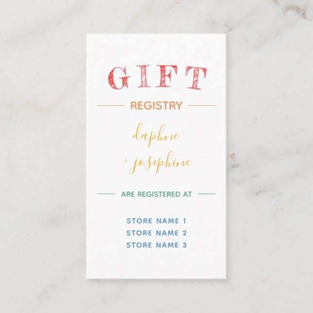 Carte D'accompagnement Registre cadeau Mariage Floral Rainbow (Devant)