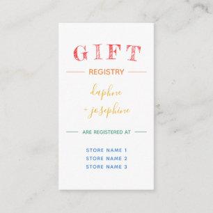 Carte D'accompagnement Registre cadeau Mariage Floral Rainbow