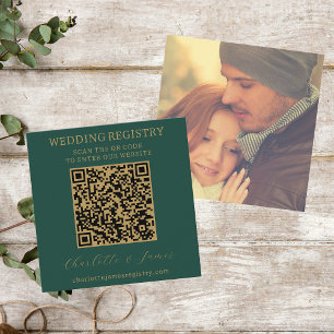 Carte D'accompagnement Registre Cadeau Mariage Vert Et Or Photo QR