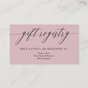 Carte D'accompagnement Registre Cadeau Minimaliste De Calligraphie Mauve 