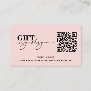 Carte D'accompagnement Registre cadeau moderne   Code QR du registre Mari