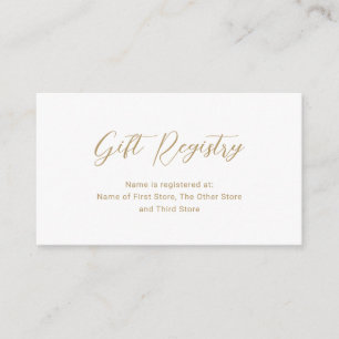 Carte D'accompagnement Registre cadeau or moderne Baby shower simple