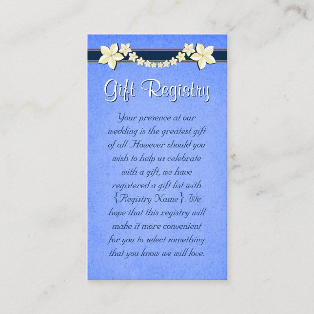 Carte D'accompagnement Registre Cadeau Rustic Blue Mini Mariage (Devant)