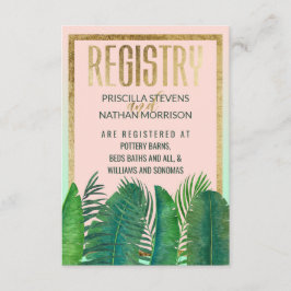 Carte D'accompagnement Registre cadeau Tropical Palm Tree Banana Leaf Gol