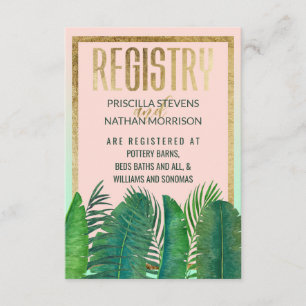 Carte D'accompagnement Registre cadeau Tropical Palm Tree Banana Leaf Gol