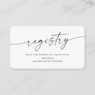 Carte D'accompagnement Registre cadeau Wedding shower blanc classique