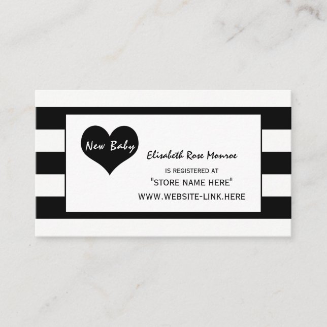 Carte D'accompagnement Registre Cadeaux de Baby shower Chic Moderne (Devant)