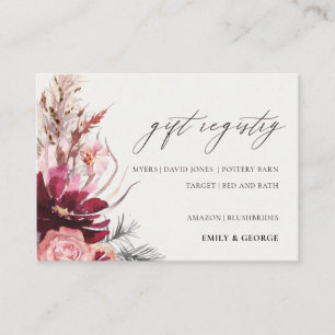 Carte D'accompagnement Registre Cadeaux de Mariage de graminées Pampas Fl