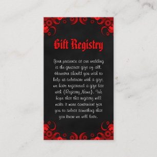 Carte D'accompagnement Registre Cadeaux de Mini Mariage Floral Noir et Ro