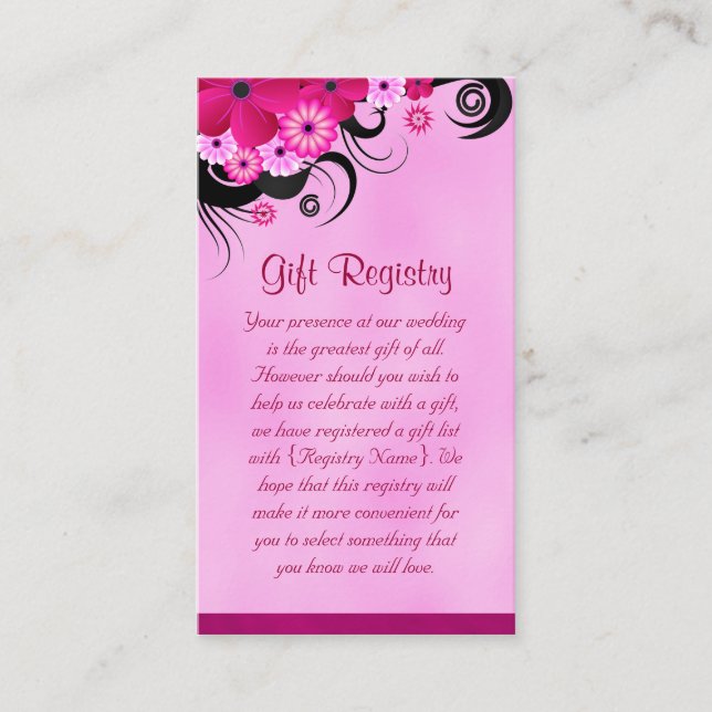 Carte D'accompagnement Registre Cadeaux Fuchsia Hibiscus Mini Mariage (Devant)