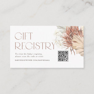 Carte D'accompagnement Registre de Baby shower de code QR de Palm Boho sé