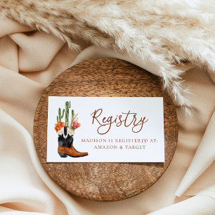 Carte D'accompagnement Registre de Baby shower des bottes de l'ouest de l
