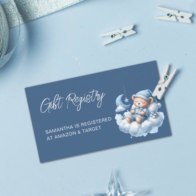 Carte D'accompagnement Registre de baby shower d'ours endormi à l'aquarel (Créateur téléchargé)