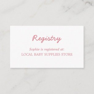 Carte D'accompagnement Registre de Baby shower rose pâle minimal