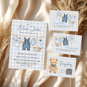Carte D'accompagnement Registre de bébé en jean bleu ours en Teddy à carr