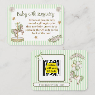 Carte D'accompagnement Registre de cadeaux de cheval de carrousel vert