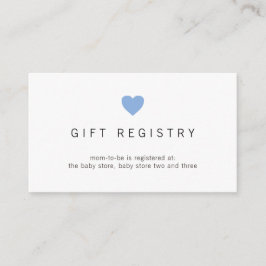 Carte D'accompagnement Registre de Cadeaux de Coeur Bleu Simple Baby show