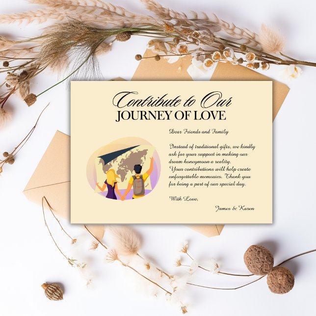 Carte D'accompagnement Registre de Cadeaux de Lune de Miel Code Qr Cadeau (Honeymoon Fund Registry Qr Code Wedding Gift Enclosure Card)