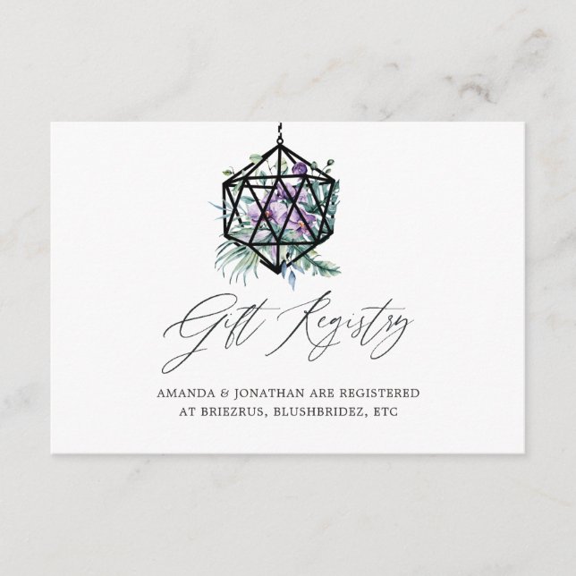 Carte D'accompagnement Registre de cadeaux de mariage floral en terrarium (Devant)