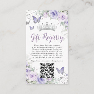 Carte D'accompagnement Registre de cadeaux de Quinceanera floral lavande 