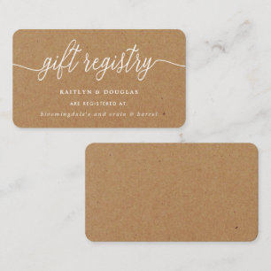 Carte D'accompagnement Registre de cadeaux de Rustic Kraft Script